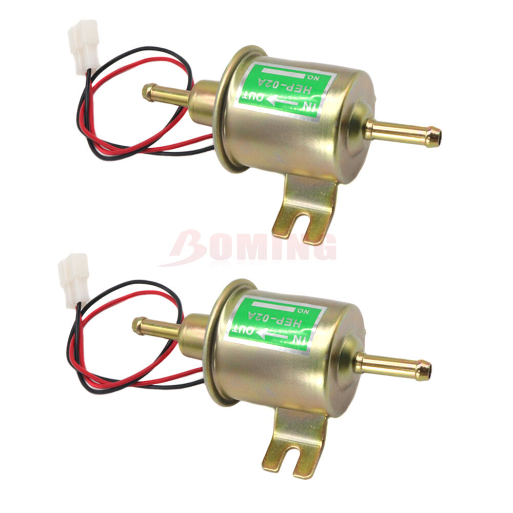 12V Universal Inline Low Pressure Electric Fuel Pump HEP-02A 2PCS For Gas Diesel