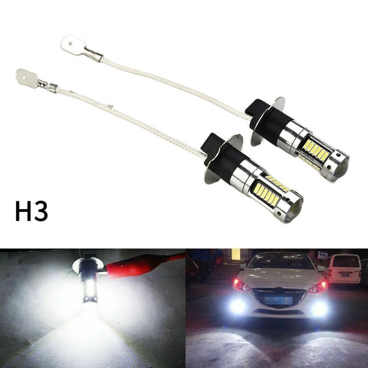 Pair H3 LED Fog Light Bulbs Conversion Kit Super Bright Canbus 6000K White 100W v
