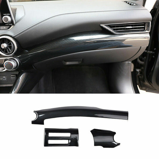 3x for Nissan Sentra Sylphy 2020-2023 Carbon Fiber Console Dashboard Cover Trim