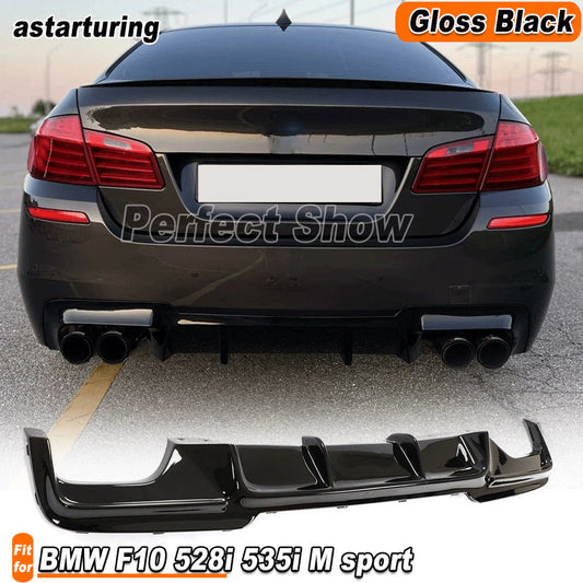 Fit for BMW 5Series F10 535i M Tech 12-16 Glossy Black Rear Bumper Diffuser Lip