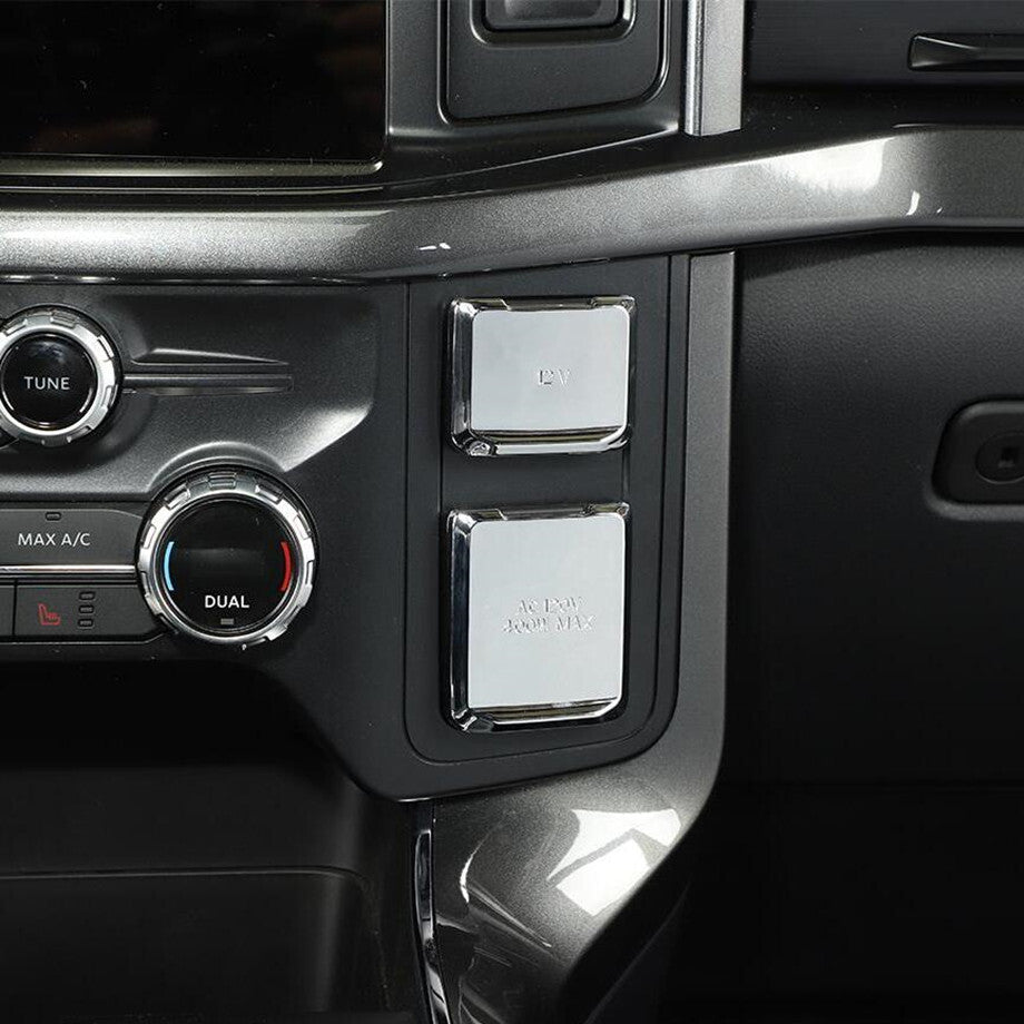 For 2021-2023 F150 ABS Chrome Front&Rear Power/USB Socket Cover Trim v