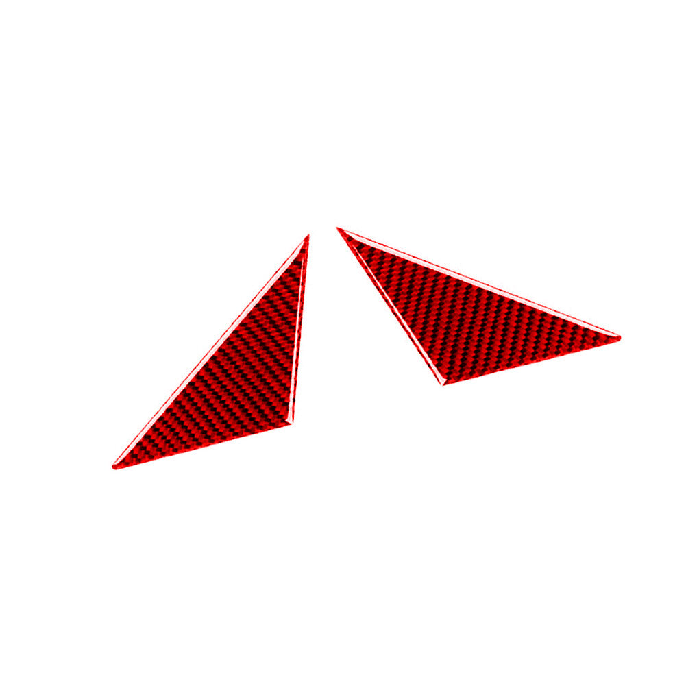 2Pcs Red Carbon Fiber A-Pillar Triangle Cover Trim for Porsche Taycan 2019-2022