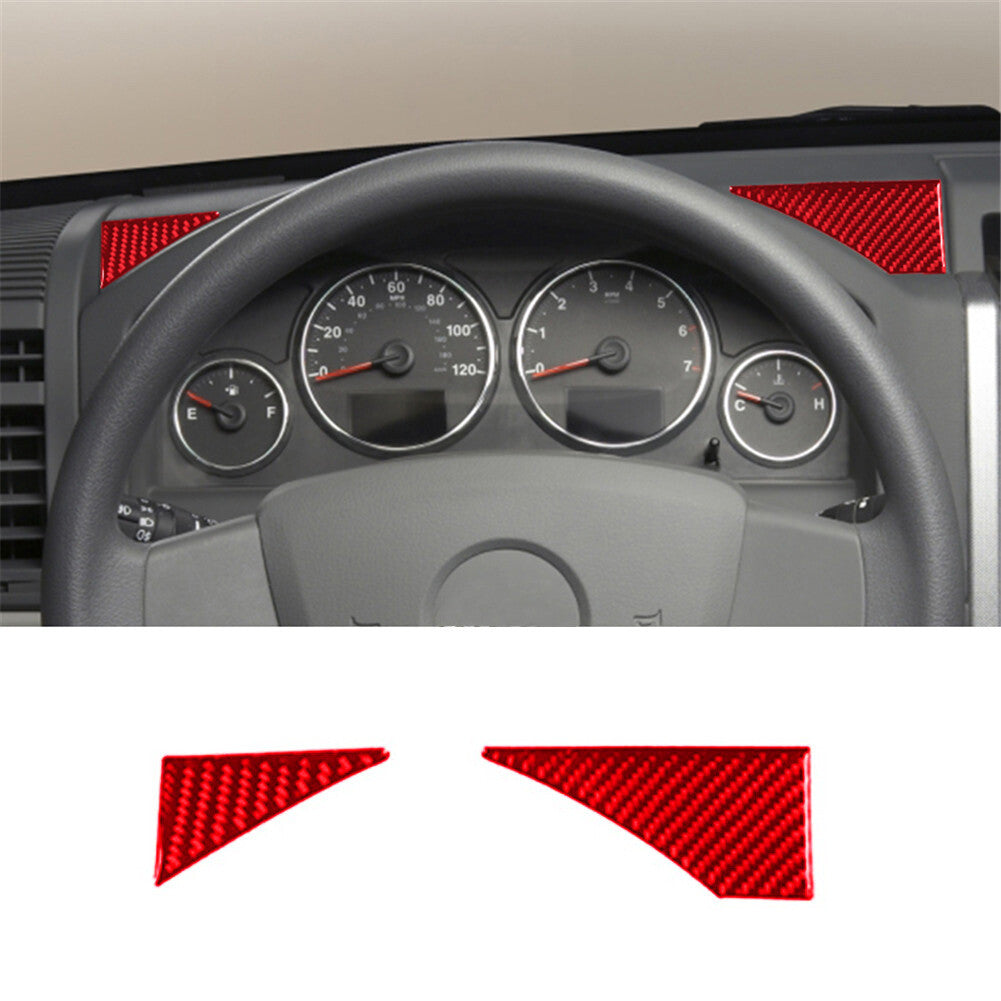 2X Red Carbon Fiber Driver Dashboard Panel Cover Trim for Jeep Liberty 2008-2012