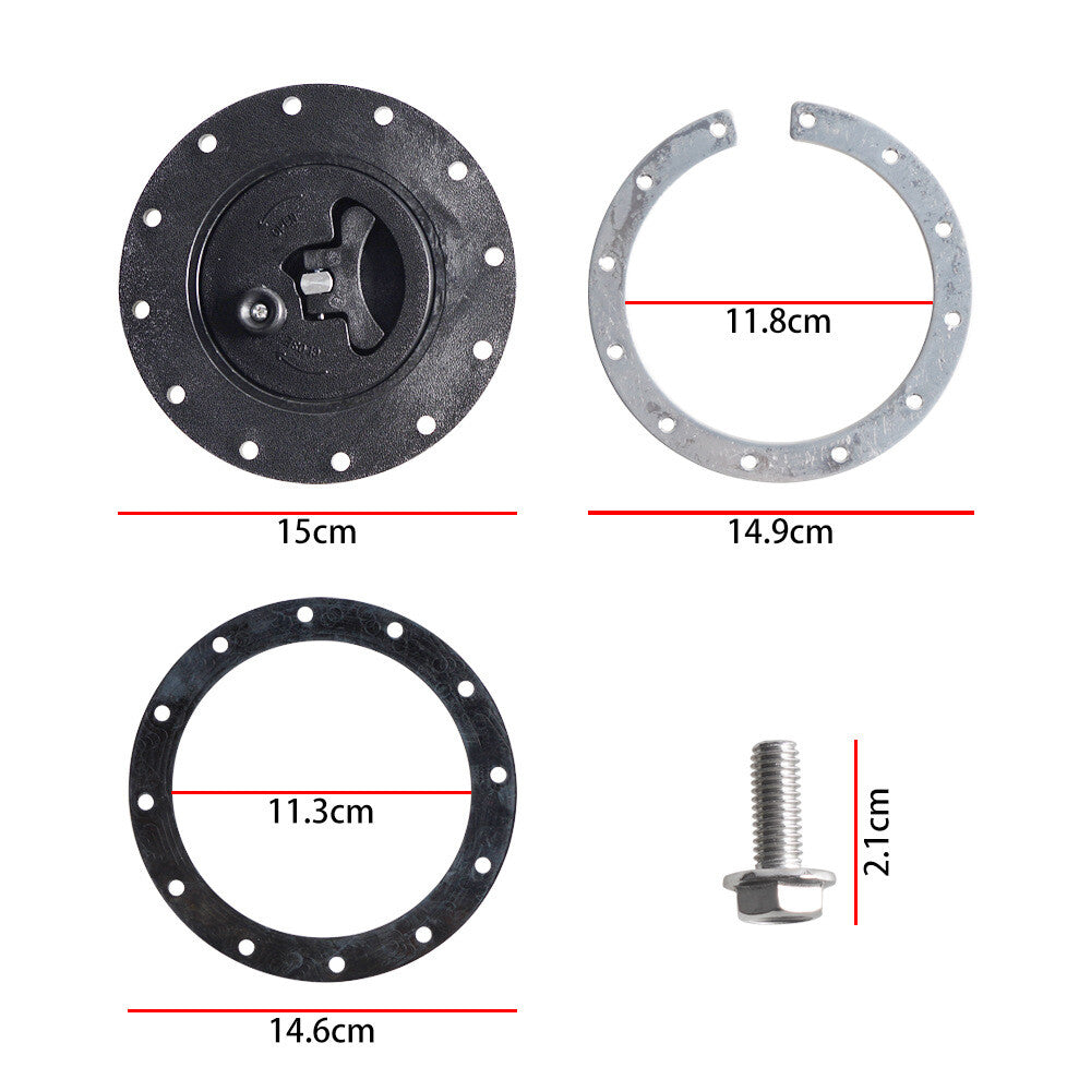 Black Billet Aluminum Easy Fill Fuel Cell Gas Cap With 12 Hole Cell Bung Gasket