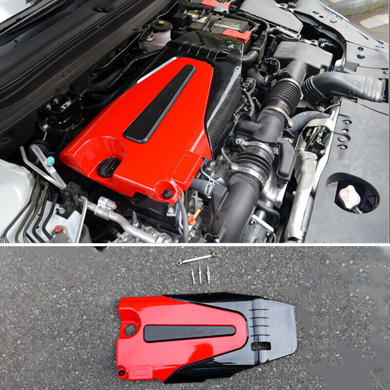 for Honda Accord Sedan 2018-2022 Red+Carbon Fiber Engine Cover Bonnet Hood Panel