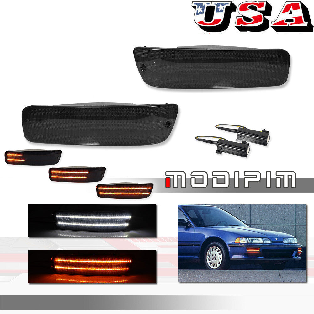 2-piece smoke lens LED front DRL signal light suitable for 92-93 for Acura Integra RS/GS/LS/GSR- v