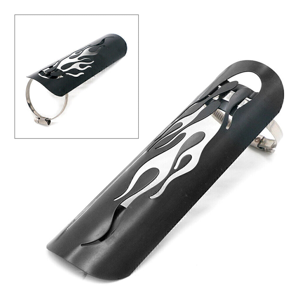 Motorcycle Black Exhaust Muffler Pipe Heat Shield Cover Heel Guard Universal Q