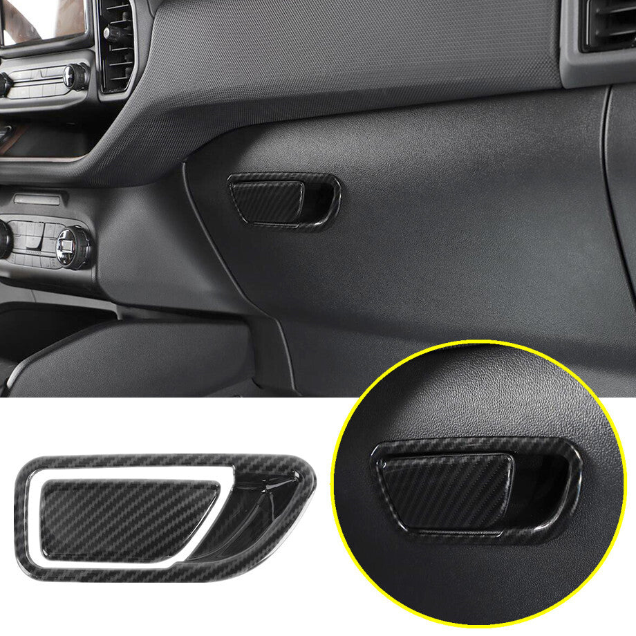 For 21-23 Bronco Sport Carbon for Co -pilot Storage Box Handle Switch Cover Trim v