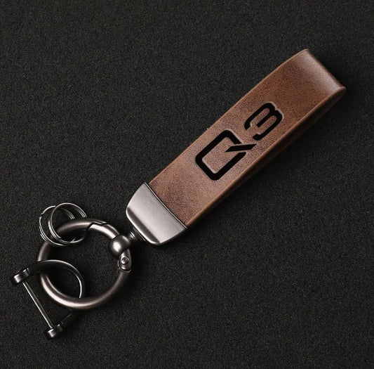 luxury leather car keychain/key ring in dark green for Volvo R design