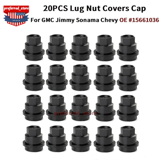 20 Brand New Black Lug Nut Caps for S10, Blazer, for GMC , Sonoma, Jimmy, 1994-05- v