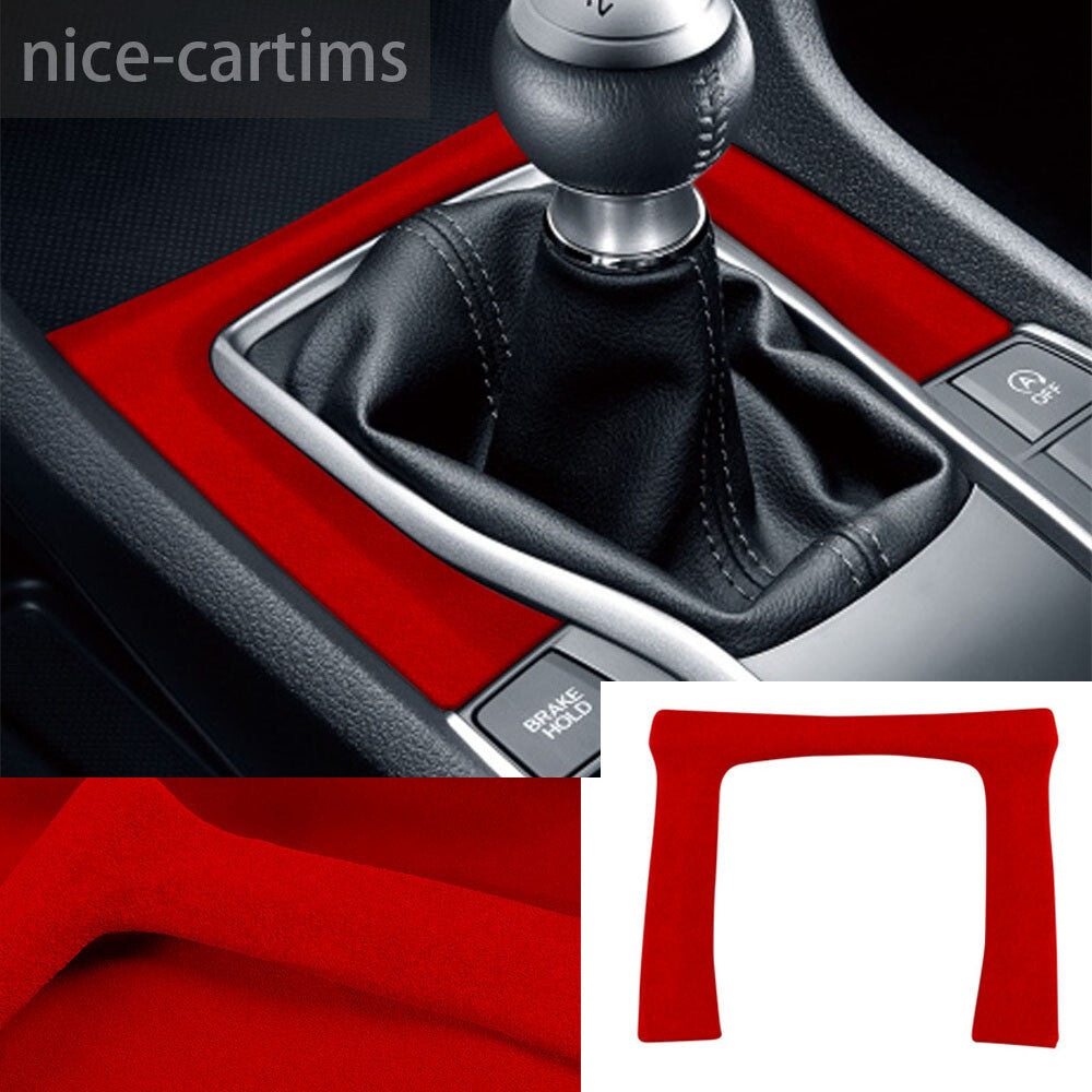 for Honda for Civic 10th 2016-21 Console Manual Gear Shift Panel Trim Suede Wine Red