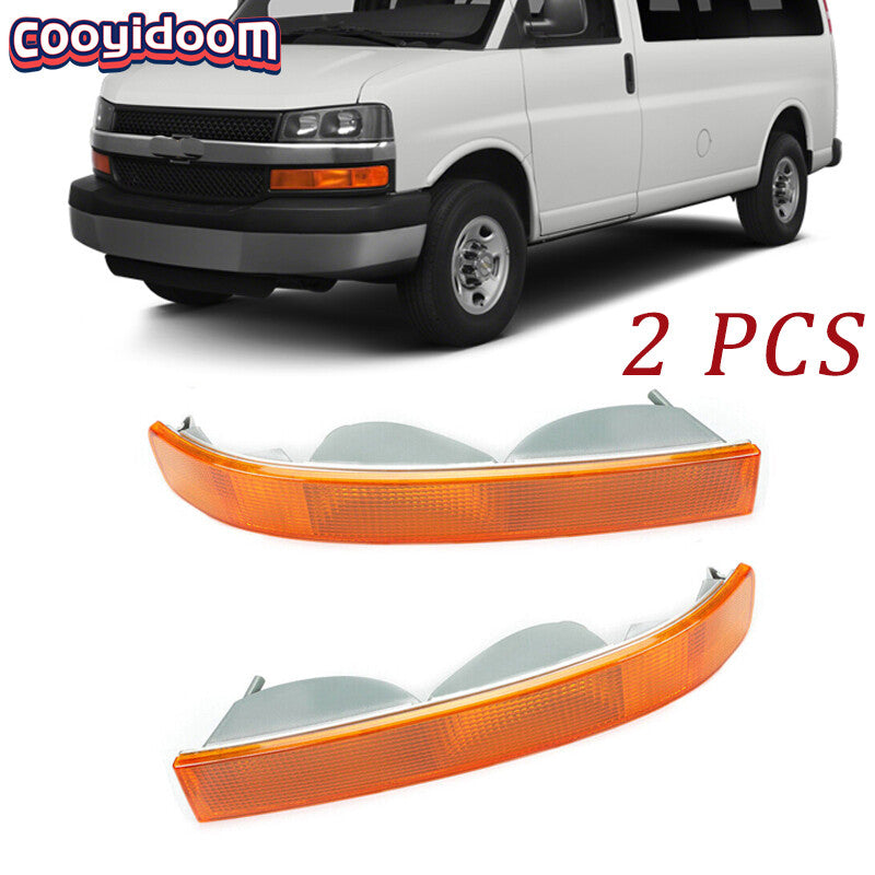 2-pack for Chevrolet for GMC Van 1500 2500 2003-19 front turn signals with no bulbs (yellow)