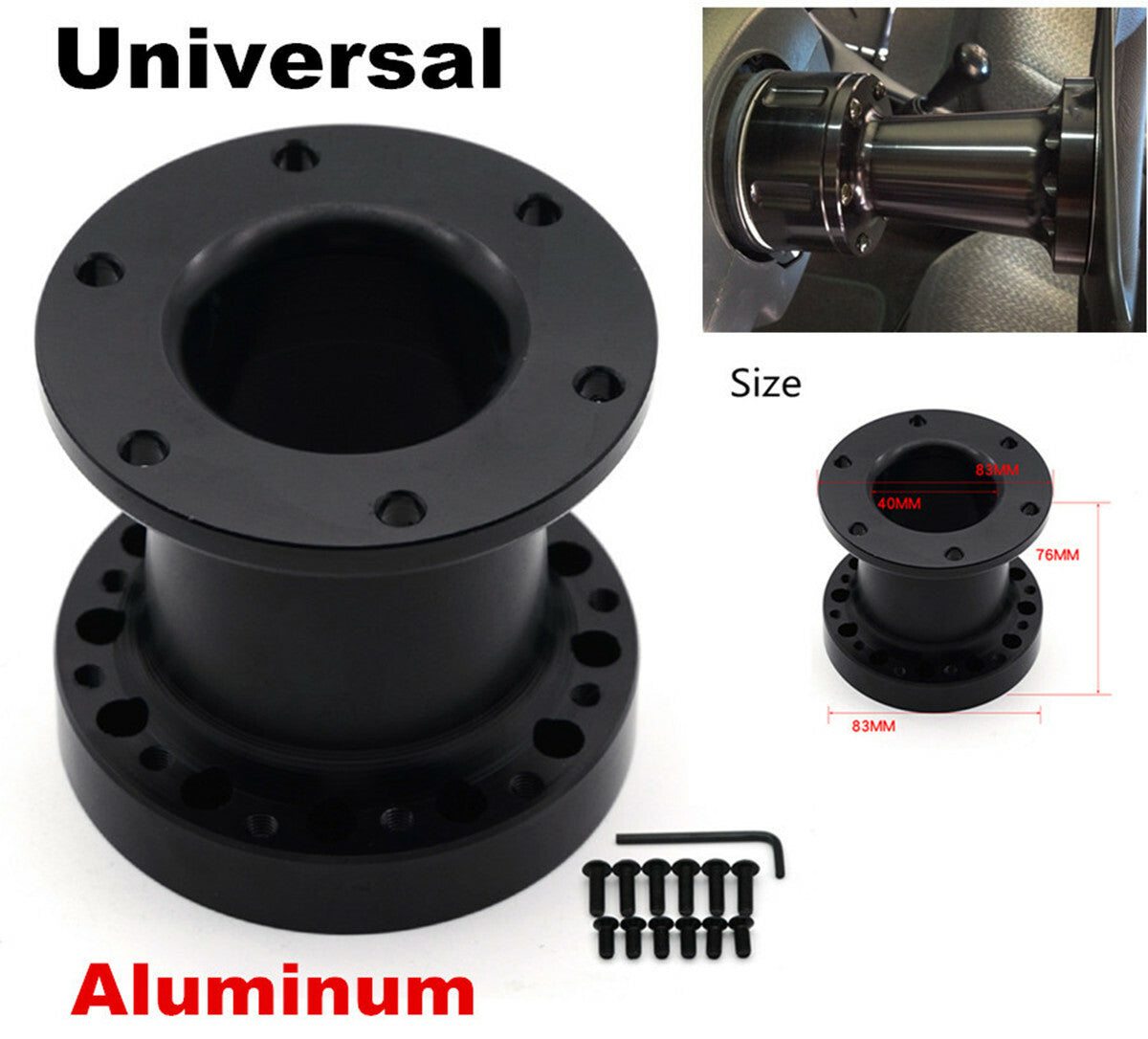 3-inch 76mm Car Steering Wheel Quick Release Wheel Adapter Clip Boss Kit n