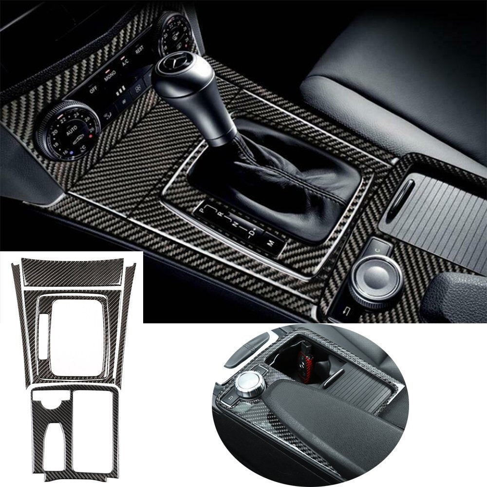 6¡ÁCarbon Fiber Gear Shift Water Cup Holder Cover for Benz C Class W204 2007-13