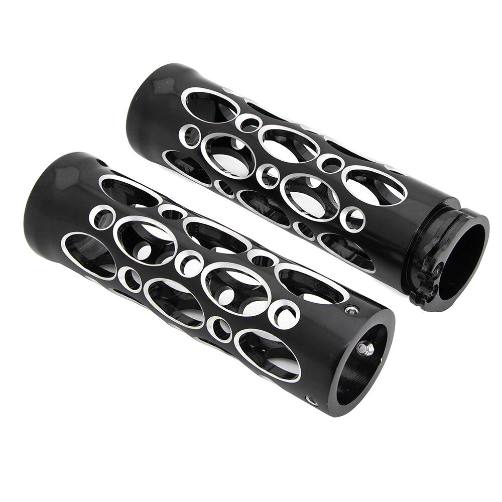 2X Motorcycle 1 25mm Black Hollow-Out Aluminum Handlebar Hand Grips for Harley Q