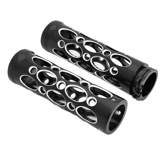 2X Motorcycle 1 25mm Black Hollow-Out Aluminum Handlebar Hand Grips for Harley Q