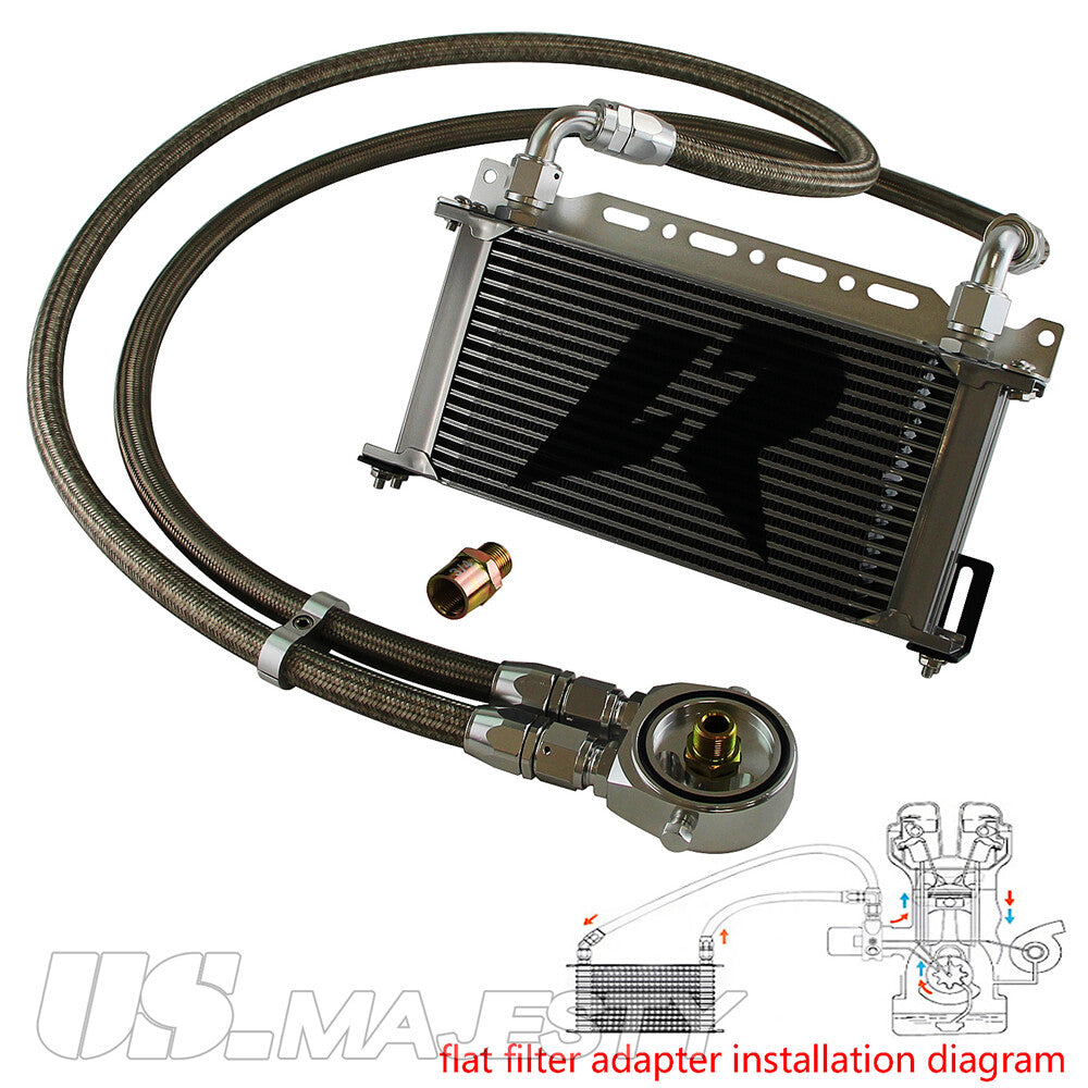 LR 19 Row AN10 Oil cooler w/Bracket+Filter Adapter Hose Kit 3/416  M201.5 SL