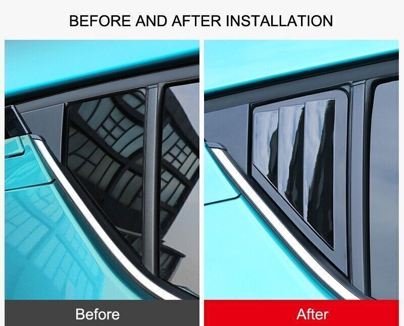 for Toyota C-HR 2018-22 Black Look Quarter Window Louver Shutter Side Vent Trim