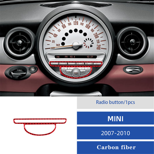 Red Carbon Fiber CD/DVD Button Frame Cover for Subaru Legacy Outback 2010-2014 v