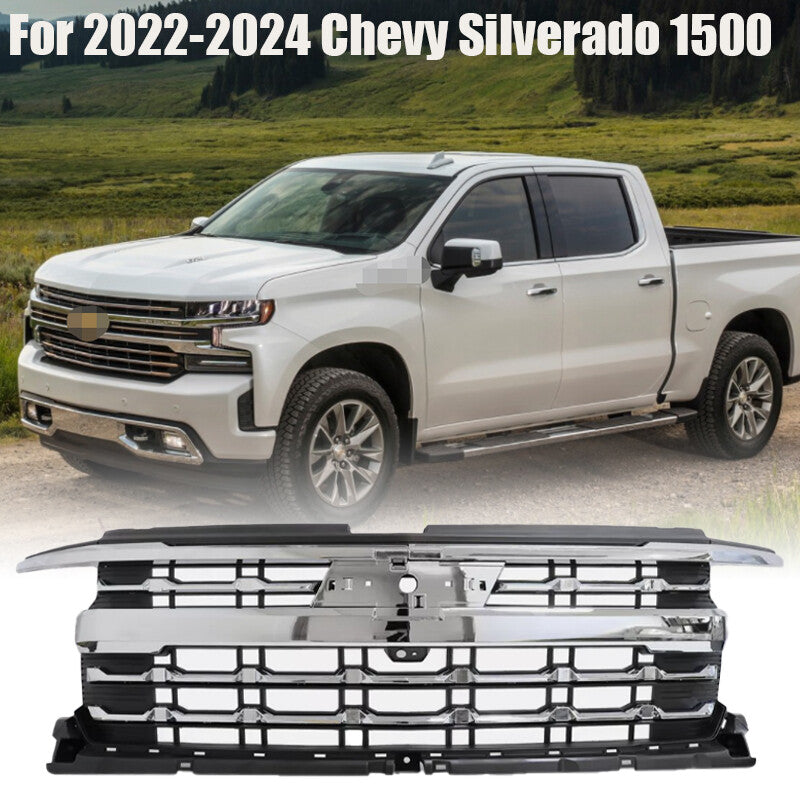 Front Upper Grille W/ Camera For 2022 2023 2024 for Chevy Silverado 1500 n