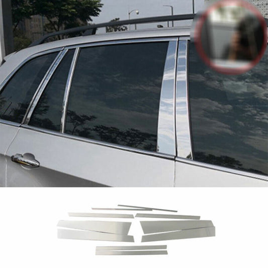 Fit for BMW X5 E70 2008-2013 Silver Steel BC Pillar Post Panel Window Trim Cover