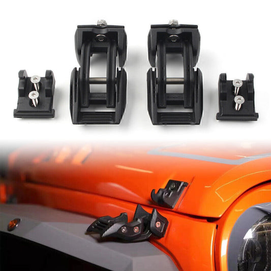 Hood Lock Latch Catch Kit Fit for Jeep for Wrangler JK 2007-2017 Black Aluminum Car Auto