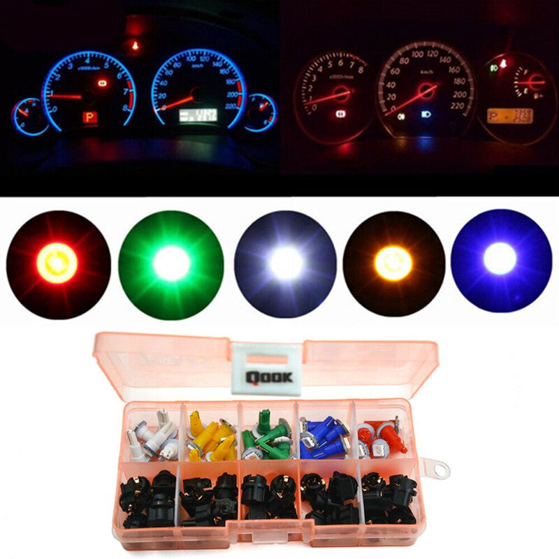30 Sets T5 Twist Socket Car Instrument Panel Cluster Plug Dash LED Light Bulb