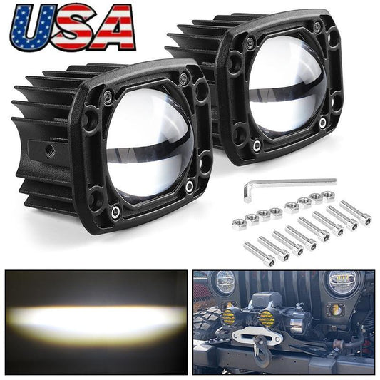 2 3inch Flush Mount LED Work Light Pods Yellow White Driving Spot Fog Off Road