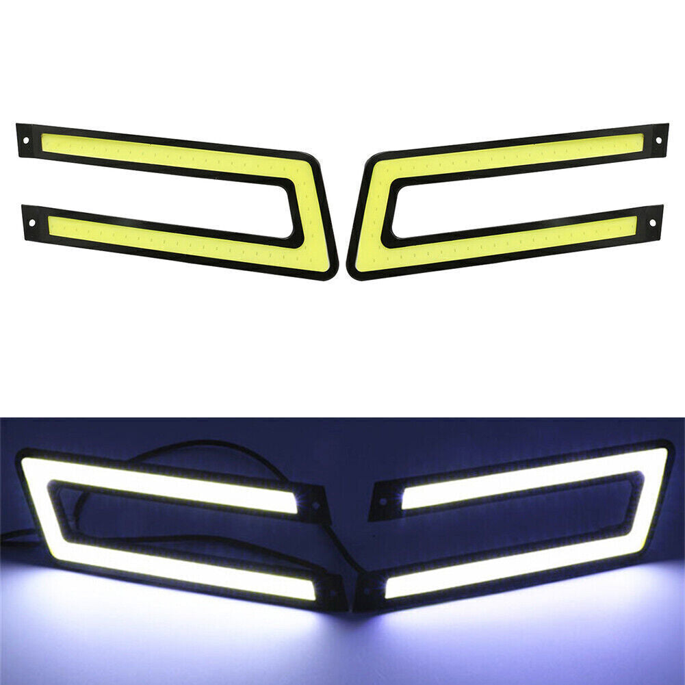 2PCS White COB DRL LED Daytime Running Light FOR Universal Car Driving Fog Lamp