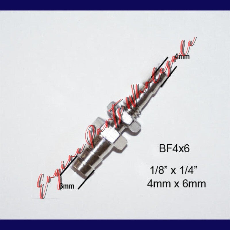 1/8 x 1/4 in 4mm to 6mm Reducer Bulkhead Connector Fitting Hose Barb Reducing Q