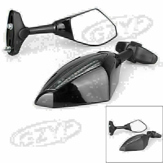 Rear View Mirrors LED Turn Signal Amber Lamp Handle Bar Street Bike Motor po Q