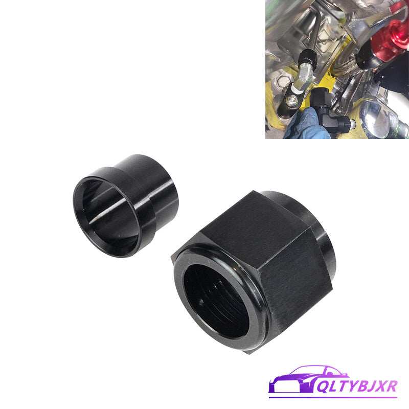 AN10 5/8 Hardline Tube Nut and Sleeve Pipe Fitting 10AN Adapter Black Aluminum