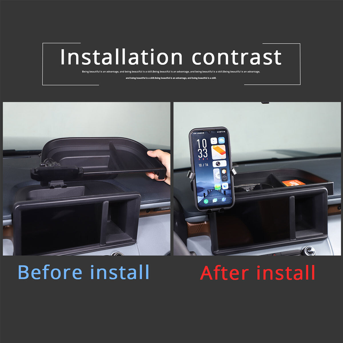 Install phone holder storage tray dashboard kit storage box for Maverick 2022 - 24- n