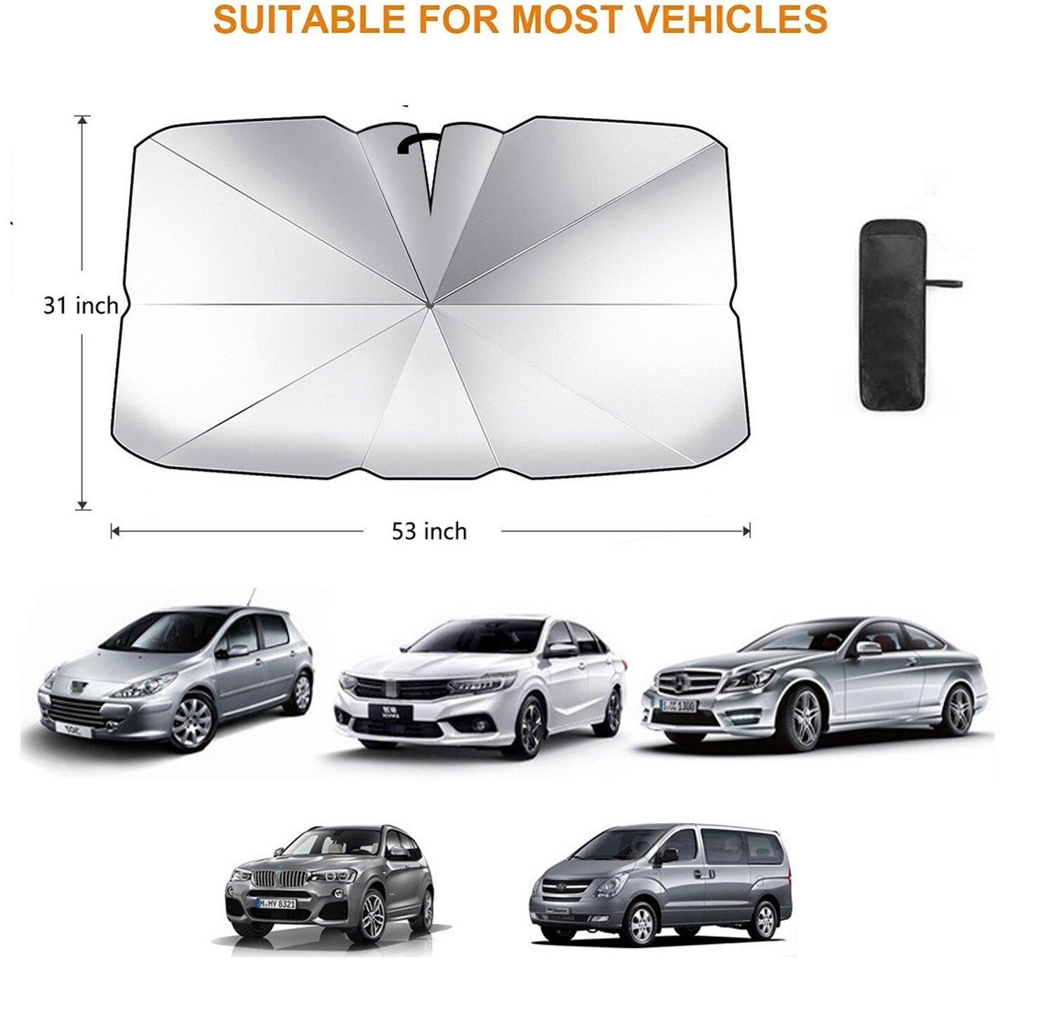 Folding car windshield sunshade, car front window sun visor