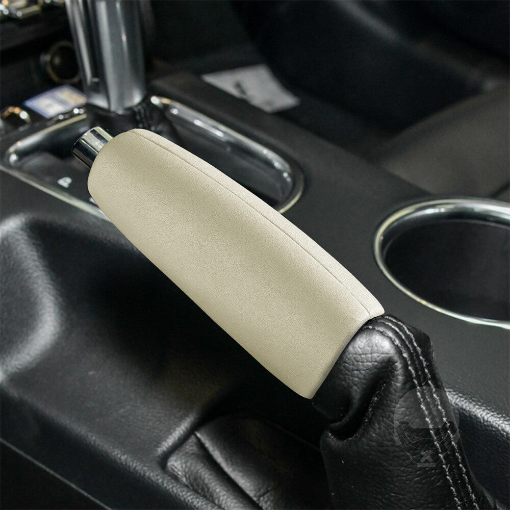 PU Leather Off White Car Handbrake Grips Trim for Ford for Mustang 2015+ Accessories