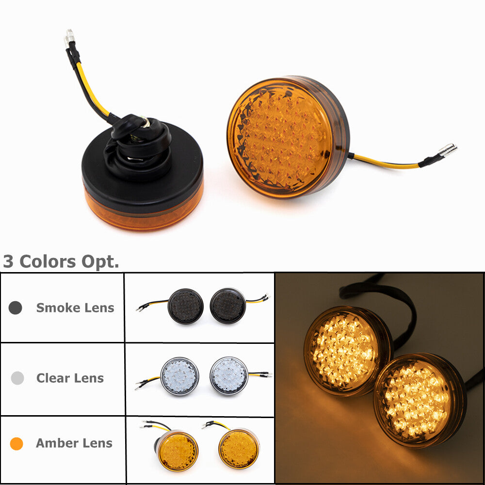 Round Motorcycle LED Turn Signal Amber Indicator Light for Honda Chopper Custom Q
