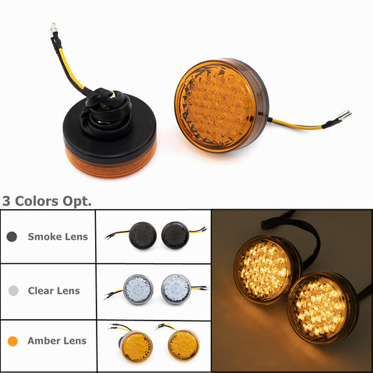 Round Motorcycle LED Turn Signal Amber Indicator Light for Honda Chopper Custom Q