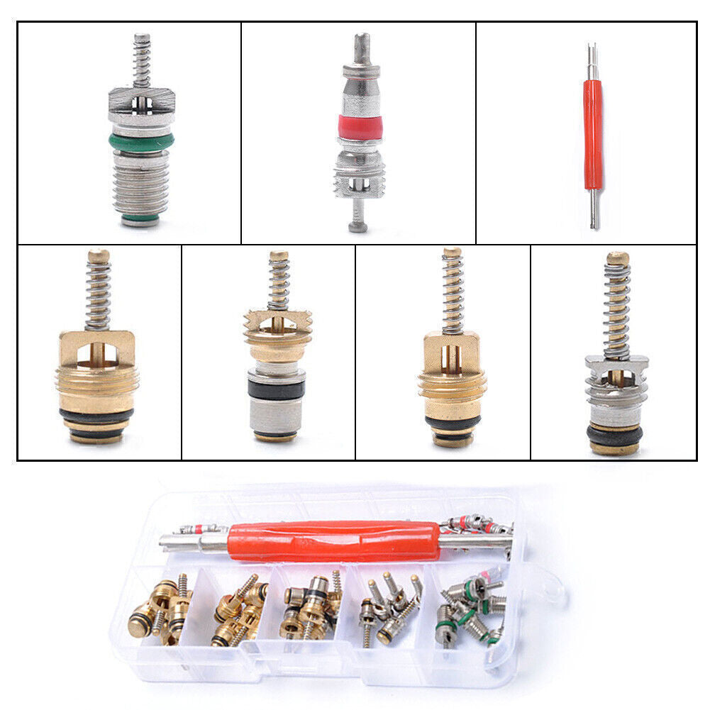 36Pcs R134A A/C Car Auto Air Conditioning Valve Core Car Tire Assortment Kit Q