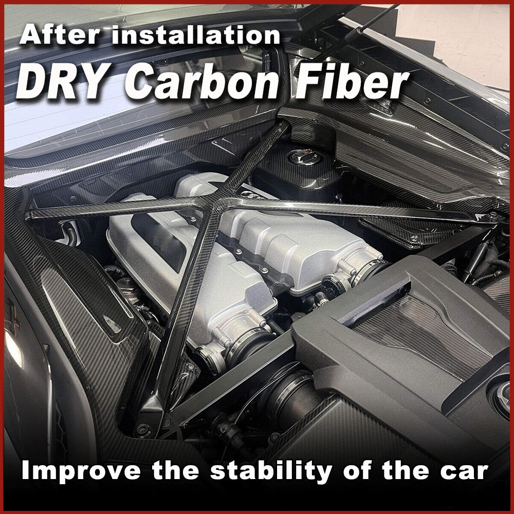 Fit for Audi R8 V10 2022-24 Dry Carbon Fiber Engine X Brace Bracket Trim Covers