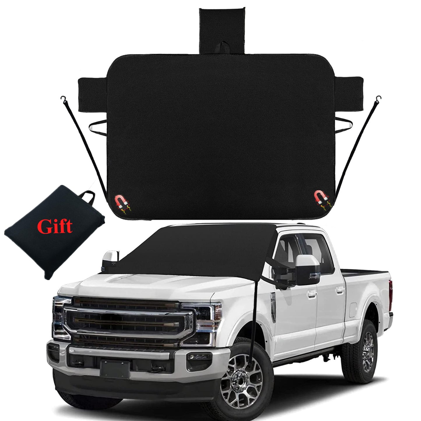 Suitable for trucks, 4-ply magnetic windshield snow cover, dustproof, sunshade - n