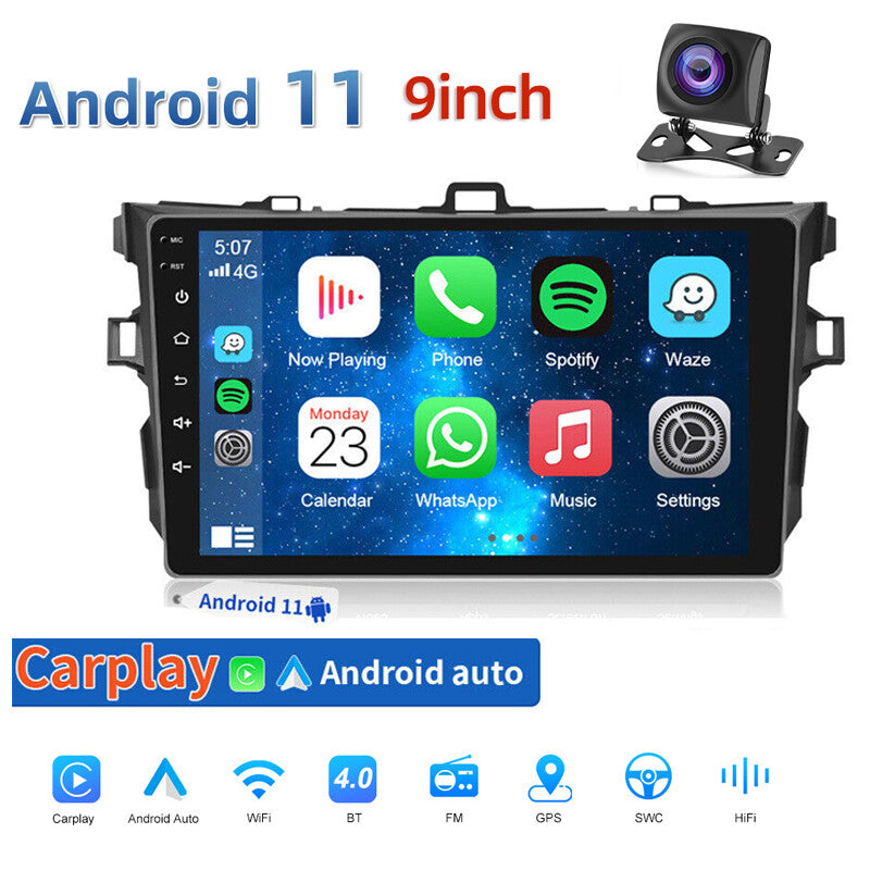 9-inch Android CarPlay Car Stereo Radio GPS + Camera for Corolla 2009 - 13- n