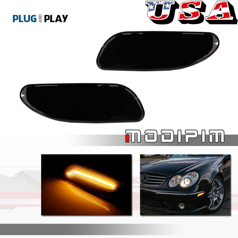 Amber LED front side marker lights for 01-07 W203 C Class C200 300- v