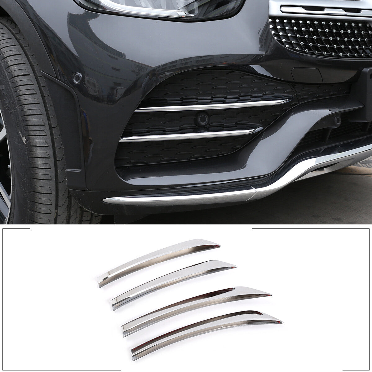 4-Piece Silver Chrome Front Fog Light Protector for GLC X253 2020+ n