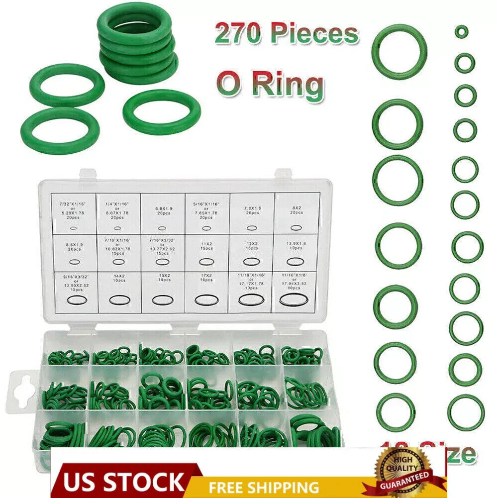 270PCS/set A/C System O-Ring Gasket Seals Washer Rapid Seal Car HNBR Repair Kit Q