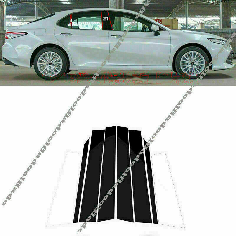 PC Glossy Black Pillar Post for Toyota for Camry 2018-2023 6X Door Trim Mirror Cover