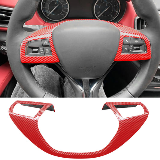 Red Carbon Fiber Steering Wheel Cover Trim for Maserati for Levante Ghibli 2016-2022