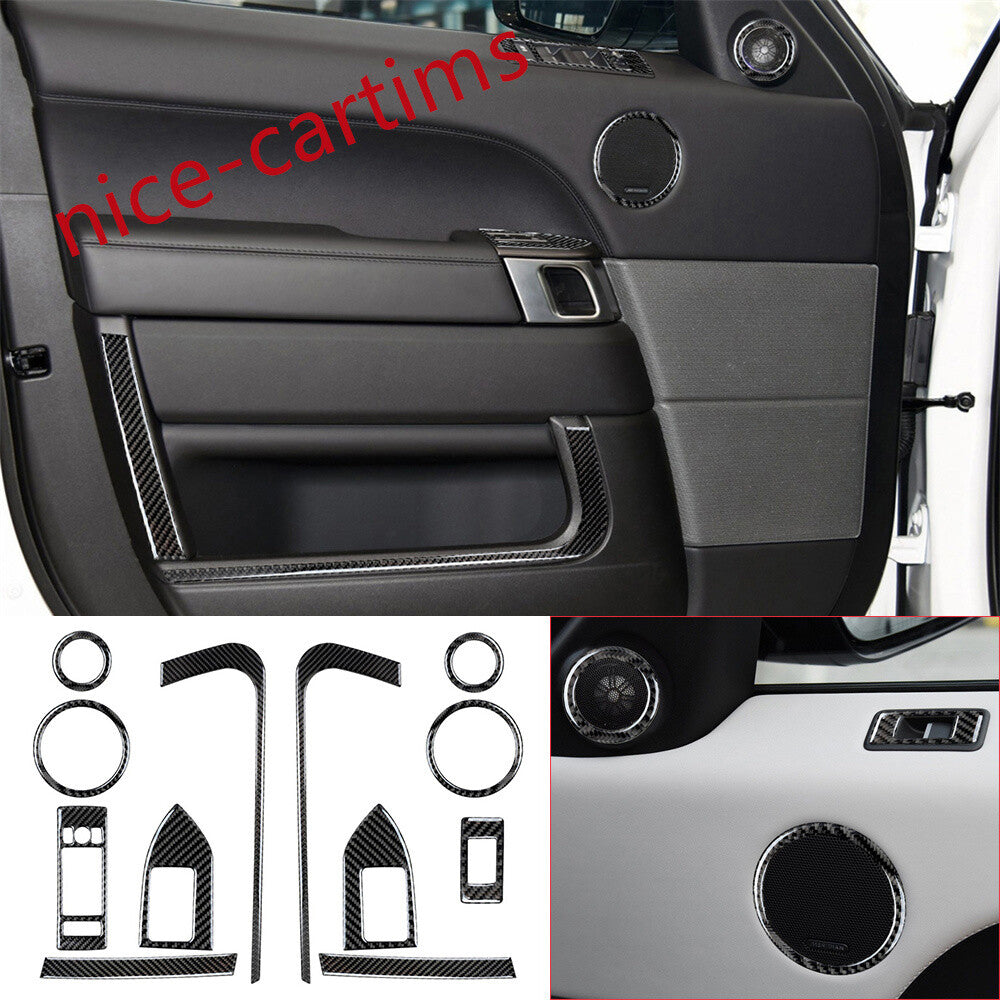 12¡ÁCarbon Fiber Front Door Set Decor Trim Kit For LR for Range Rover Sport 2014-2017