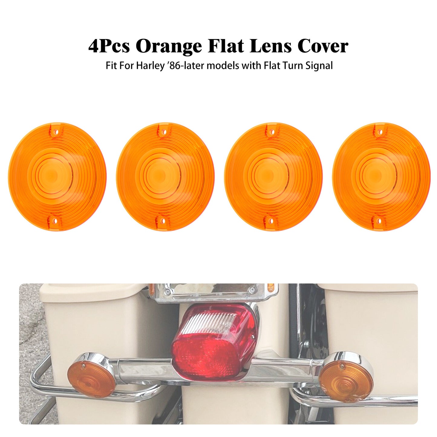 4x Amber Turn Signal Light Lens Cover for Harley Touring Electra Glide 1986-2023 Q