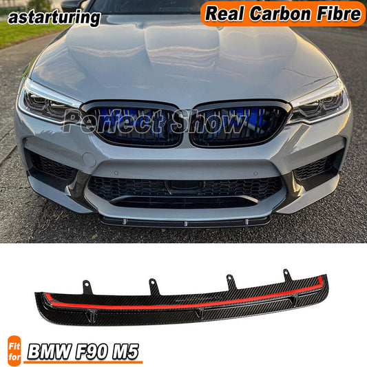 Fit for BMW F90 M5 Sedan 2018-20 Real Carbon Fiber Front Bumper Lip Chin Spoiler