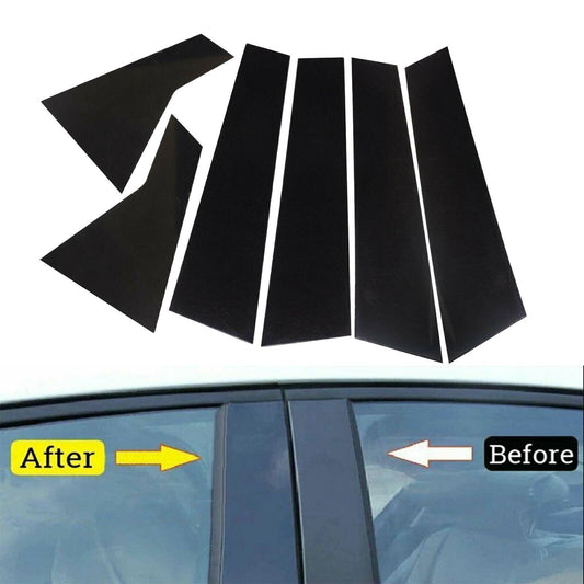 6X for Honda for Civic 19-2021 10th Bright black Door Window Pillar Posts Cover Trim